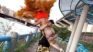 Part 1. Picking up a gal who is too erotic in samba! Their eyes are glued to the asses spilling out of the netting!