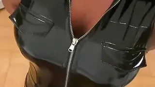 Latex on and Strapon Ready