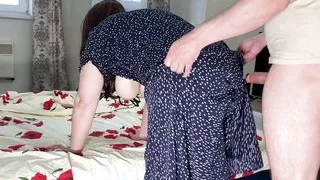 The stepmom helped to relieve tension and jerked off to him and for this she got a dick in anal