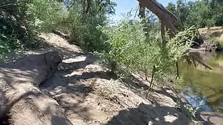 Masturbating in public along the river