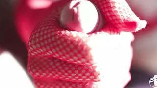 SadMiss, the horny Asian nymph, dresses up as a snow maid to give her compeer a special new year's hand job - Asian