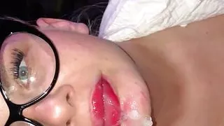 Big tits milf cum swallow