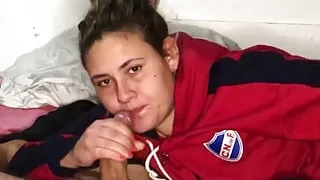 18 Year Old Stepsister Takes Big Load of Cum in Her Mouth