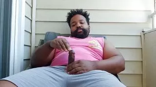 BBC Daddy Strokes Himself to Nut on Balcony