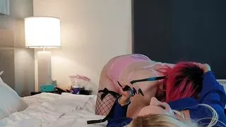 Redhead Trans Woman Deepthroats Very Sexy Blonde Sissy Cock