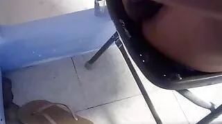 Hot femboy with small dick and pretty feet fucks her tight pussy with huge dildo