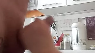 I suck my son-in-law's dick in the kitchen and he cums in my mouth