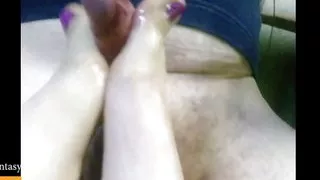 I Am Bored, so I Give Him a Perfect Toejob Footjob