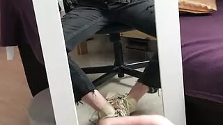18 Year Old Schoolboy Twink Jerks off his Dick and shows Feet in big Sneakers