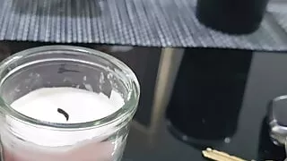 Step son pulled out his dick under table while step mom is there