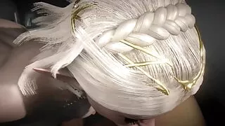 Sexy Blonde Elf Girl Sucking Dick in the Dark