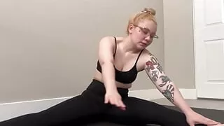 Stretching in See Through Leggings