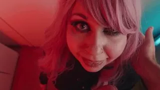 Chubby slut sucks dick and gets slapped