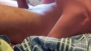 Quick amateur blowjob with cum eating