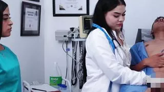 Arab female doctor examines young guy's sexual response and changes in his penis with a penis pump