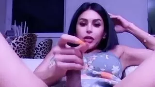 Redhead trans in night suit got horny in bed