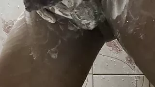 Indian Big Black Thick Dick gets so Hard like a rock while bathing  and having fun playing with  Dick