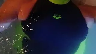 Sissy on sexy arena one piece swimsuit get wet