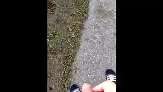 Gentle pissing on the road at sunset