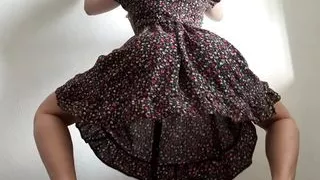 flashing panty in short dress