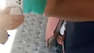 and excited, the stepdaughter is and masturbates in front of her mirror without thinking that the stepfather is listening to her moans.