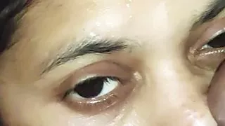 Sexy stepsister face covered with my cum after pussy fucked