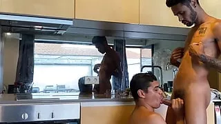 The Male In The Kitchen In Just His Underwear