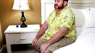 Spitting on his tiny dick out of disgust while giving him a massage