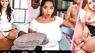 Thick and curvy Latina teen maid Amy Amor big ass big natural tits hot romantic hardcore sex