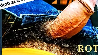 Handjob at work! Furry masturbates at work!