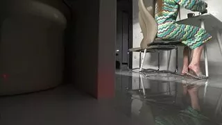 Woman cheated on her husband with his best friend at home in the kitchen. Real cheating.