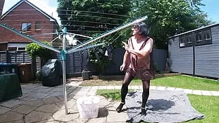 Putting the washing out and getting horny.