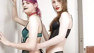 BOBSTGIRLS - Two teen sluts suck each other and one fucks her ass bareback