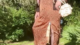 Dressed with a leopard dress for a night out