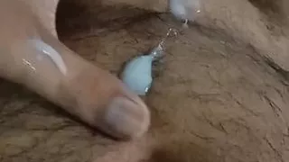 Asian boy having huge cumshot with big black dick