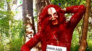 Horny demon bitch in the forest