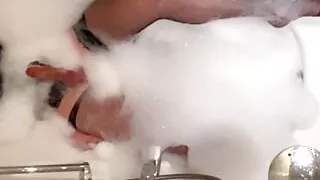 Big tits shemale bathtub masturbation