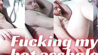 Cri33y moans and fucks his hairy asshole until he cums