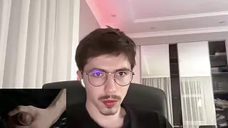 Uncut penis cum on the  stream