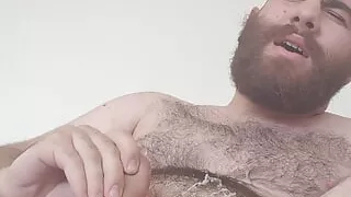 Excited horny bear cub bating and ejaculating