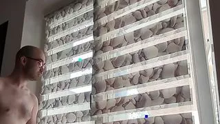 risky masturbating at the window...
