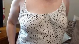 Sexy MILF Stripping off in Tight Shorts and Braless Top