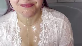 Daddy Pisses All Over Slut Wife's Face