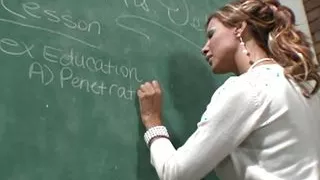 Mrs Demi Delia teaches a guy in evening school how to fuck her pussy raw