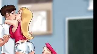 Summertime Saga - Roxxy Gives Tits Blowjob - Big Natural Tits Blowjob - Animated Porn game