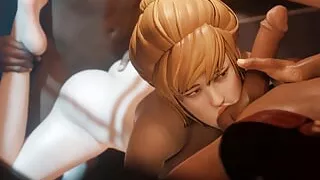 Zmsfm Intense Double Penetration Hot Tasty Big Ass Swallowing Two Huge Cocks Intense Hard Sex Buttocks Thirsty for Pleasure