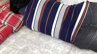 I went to my room and saw my lying alone on the bed, I hugged her and started fucking her