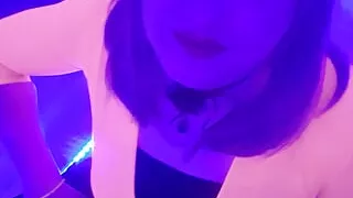 Sofia jerking off in neon light