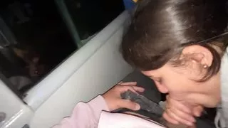 I suck an unknown passenger on a real bus and he cums in my mouth