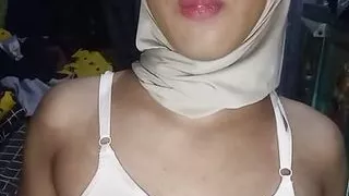 Femboy crossdresser wearing hijab play anal